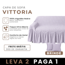 [LEVE 2 PAGUE 1] Capa de Sofá Vittoria em Algodão com Saias Laterais + 2 Almofadas Inclusas